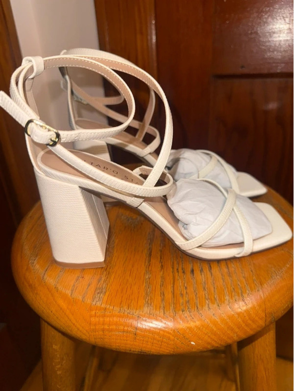 Altar’d State Strappy Block Heel Sandals Bone Size 8 NWT